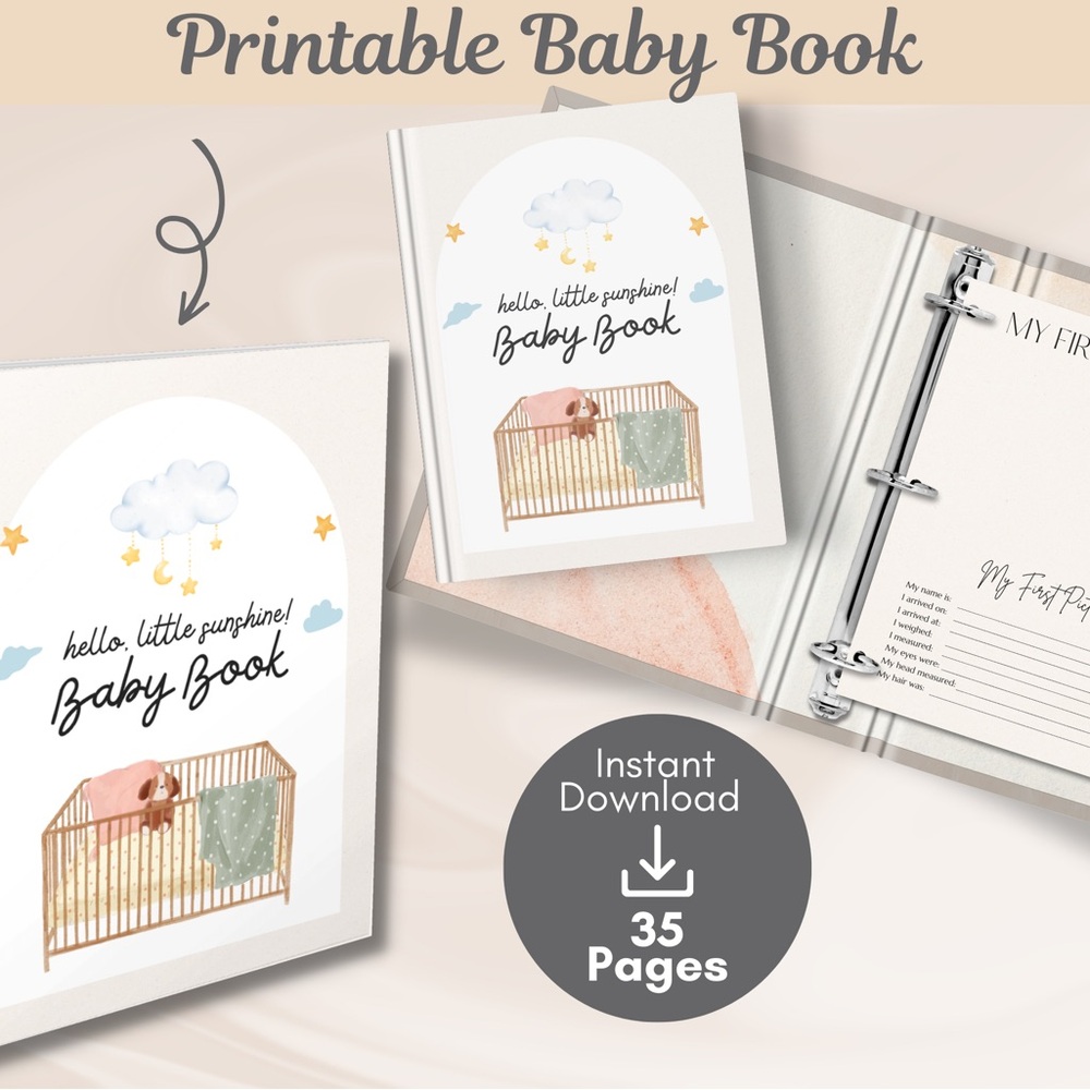 Printable Baby Book with Cloud and Star Design